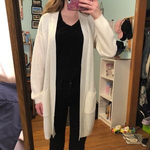 Long white cardigan
